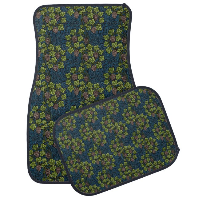 William Morris Grape & Vine Red Green Blue Car Floor Mat (Set)