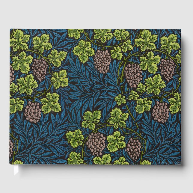 William Morris Grape & Vine Red Green Blue Guest Book (Front)