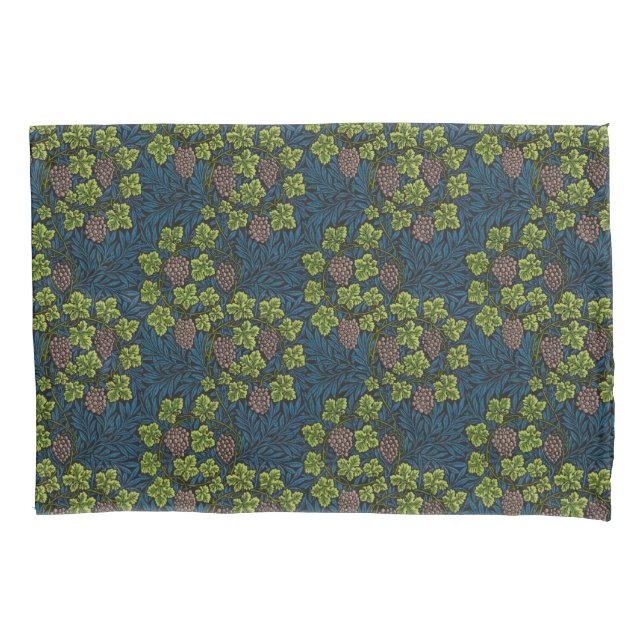 William Morris Grape & Vine Red Green Blue Pillow Case (Front)