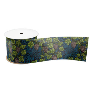 William Morris Grape & Vine Red Green Blue Satin Ribbon