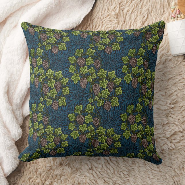 William Morris Grape & Vine Red Green Blue Throw Pillow (Blanket)