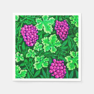 William Morris Grapevine, Magenta and Green Napkins