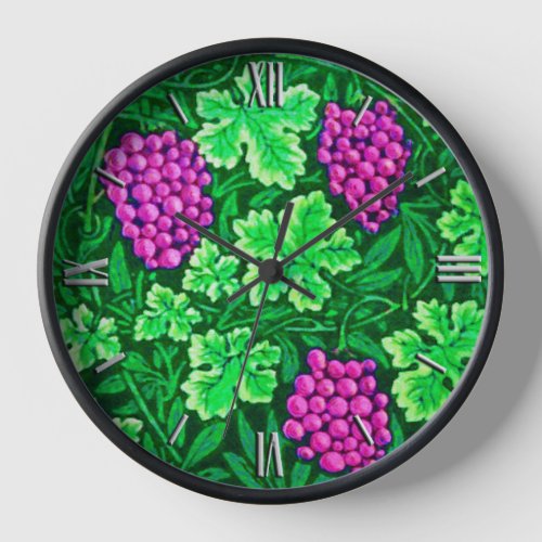 William Morris Grapevine Magenta and Green Wall Clock