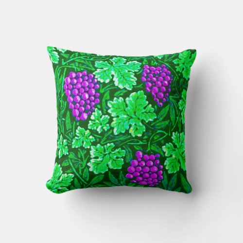 William Morris Grapevine Purple and Green Throw Pillow
