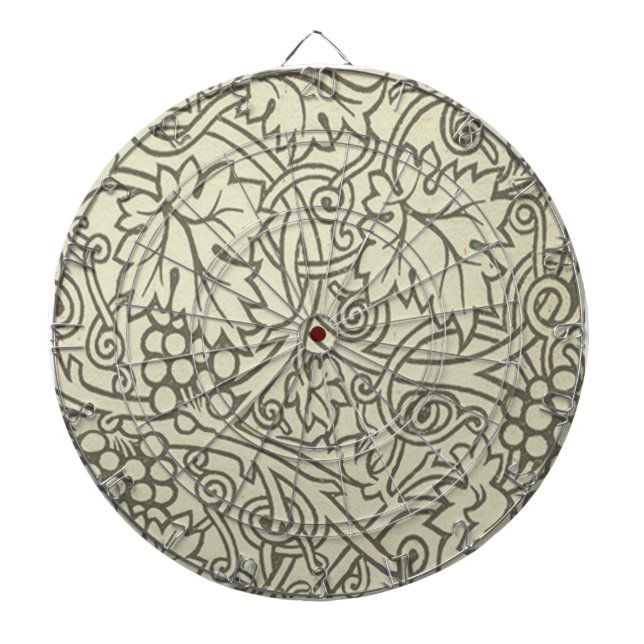 William Morris Grapevine Sage Wallpaper Dartboard With Darts (Front)