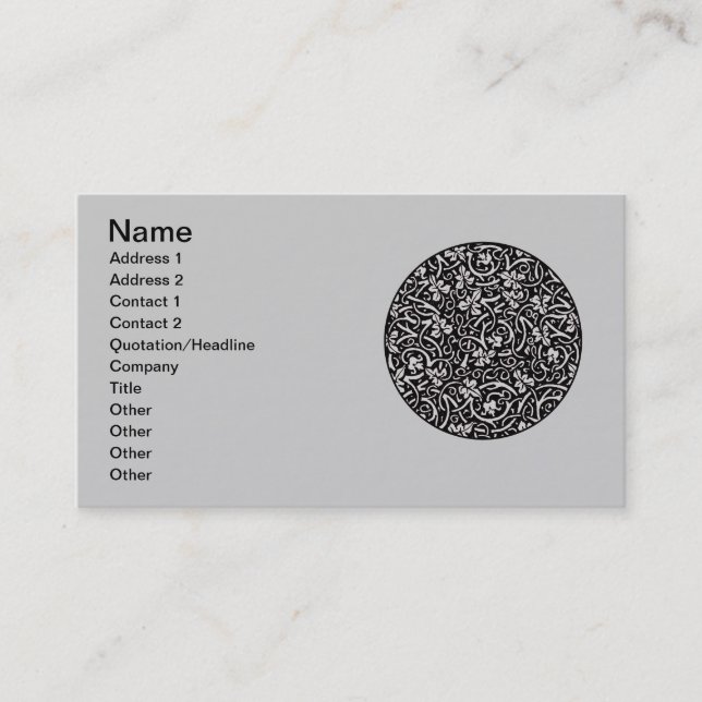 William Morris Grapevine Vine Leaf Pattern Business Card (Front)