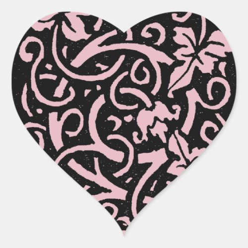 William Morris Grapevine Vine Leaf Pattern Heart Sticker