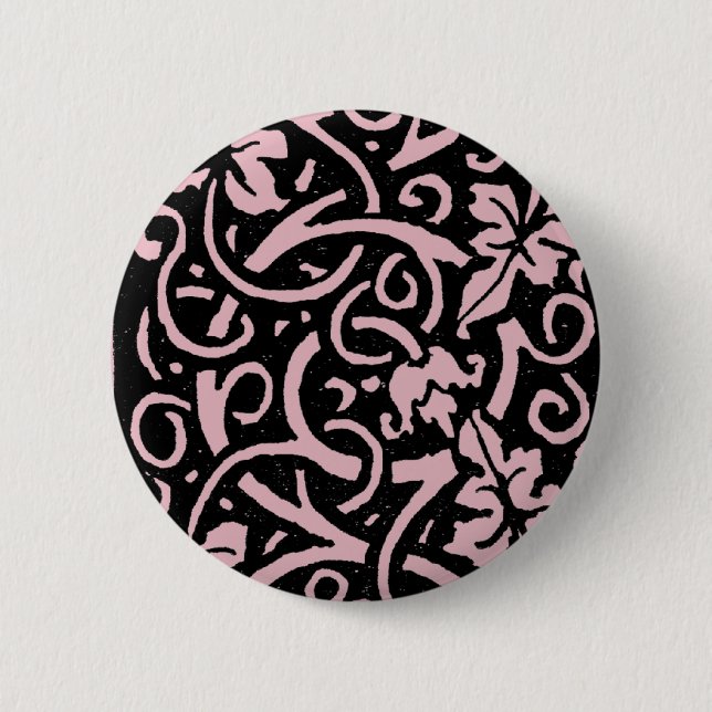 William Morris Grapevine Vine Leaf Pattern Pinback Button (Front)