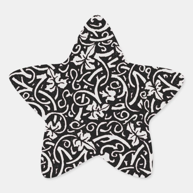 William Morris Grapevine Vine Leaf Pattern Star Sticker (Front)