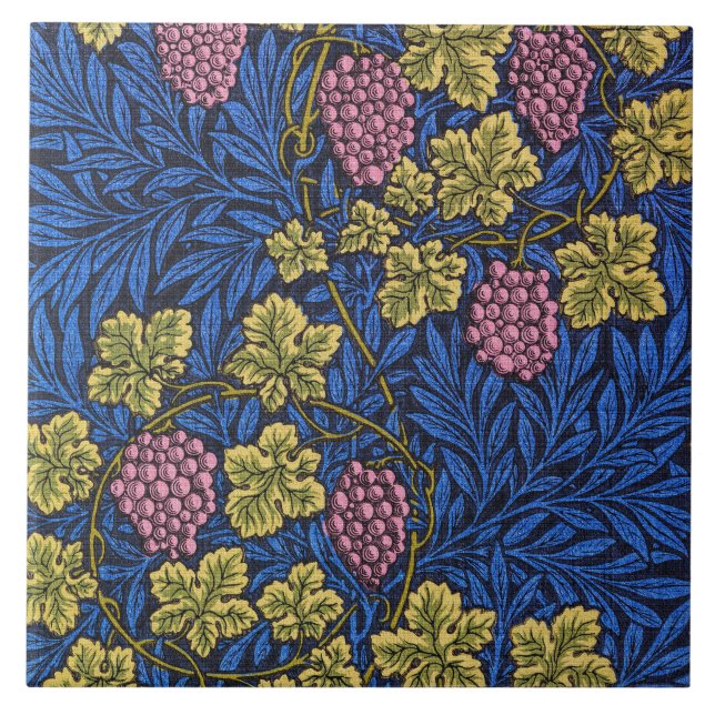 William Morris Grapevine (Wine Vines) Pattern Ceramic Tile (Front)