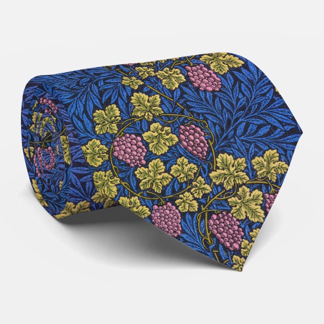 William Morris Grapevine (Wine Vines) Pattern Neck Tie (Rolled)