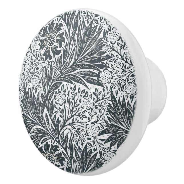William * Morris  Gray Floral Ceramic Knob (Right)
