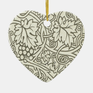 William Morris gray green Grape Vine Pattern Ceramic Ornament