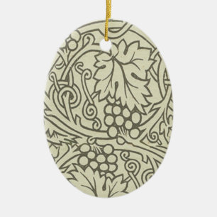 William Morris gray green Grape Vine Pattern Ceramic Ornament