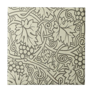 William Morris gray green Grape Vine Pattern Ceramic Tile