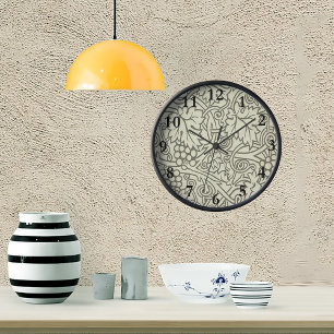 William Morris gray green Grape Vine Pattern Clock