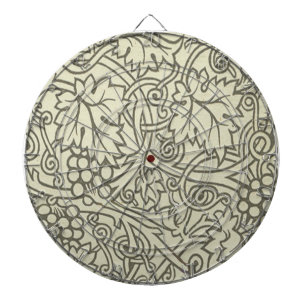 William Morris gray green Grape Vine Pattern Dartboard With Darts