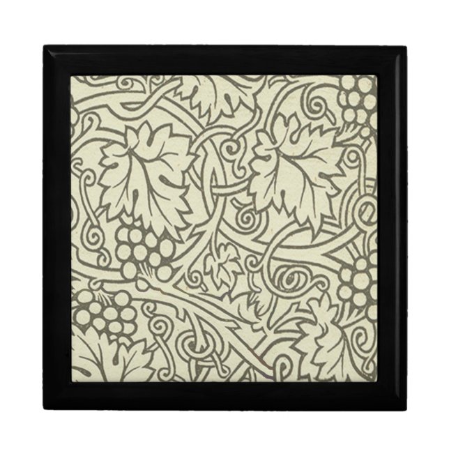William Morris gray green Grape Vine Pattern Gift Box (Front)