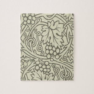 William Morris gray green Grape Vine Pattern Jigsaw Puzzle