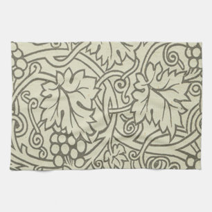 William Morris gray green Grape Vine Pattern Kitchen Towel