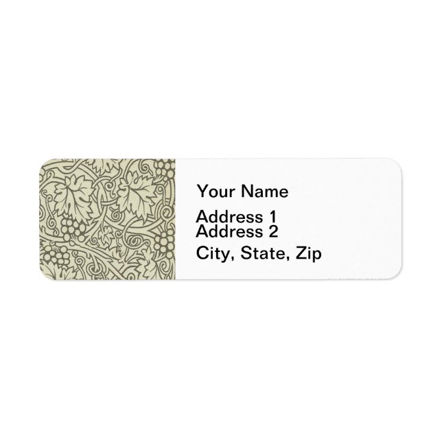 William Morris gray green Grape Vine Pattern Label (Front)