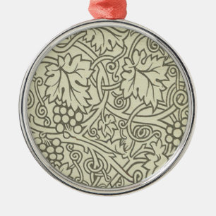William Morris gray green Grape Vine Pattern Metal Ornament