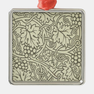 William Morris gray green Grape Vine Pattern Metal Ornament