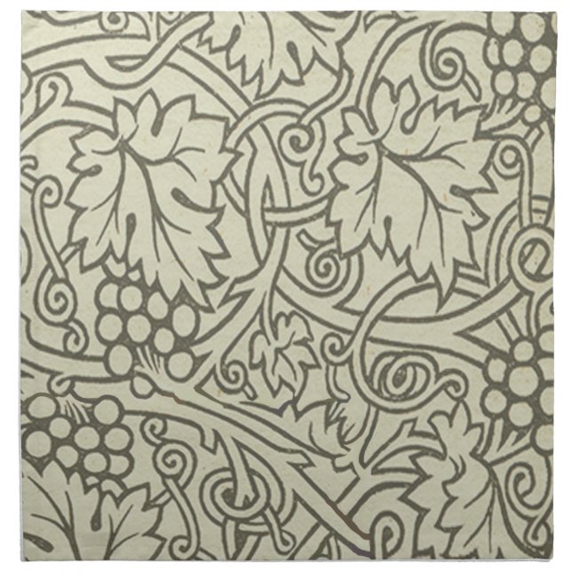 William Morris gray green Grape Vine Pattern Napkin (Front)