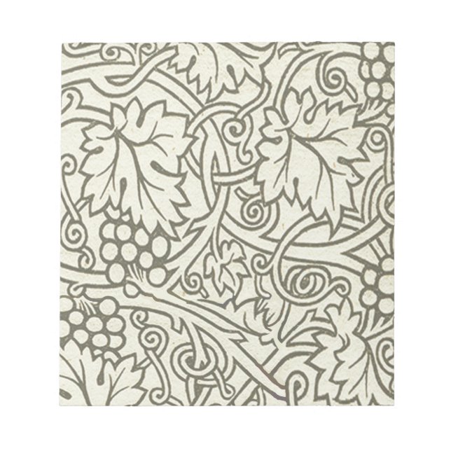 William Morris gray green Grape Vine Pattern Notepad (Front)