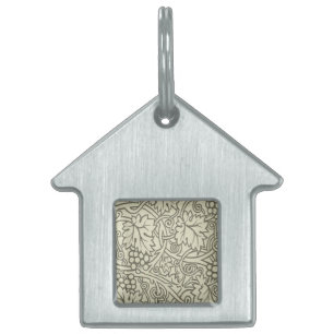 William Morris gray green Grape Vine Pattern Pet Tag
