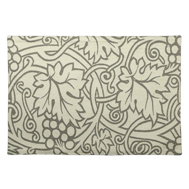 William Morris gray green Grape Vine Pattern Placemat (Front)