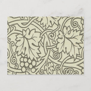 William Morris gray green Grape Vine Pattern Postcard