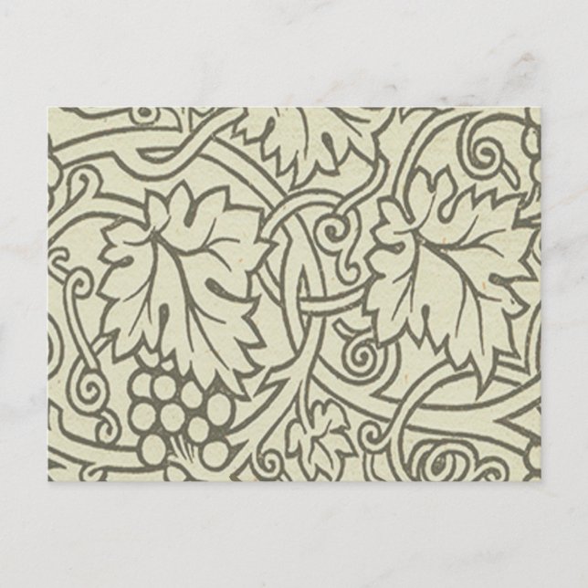 William Morris gray green Grape Vine Pattern Postcard (Front)