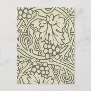 William Morris gray green Grape Vine Pattern Postcard