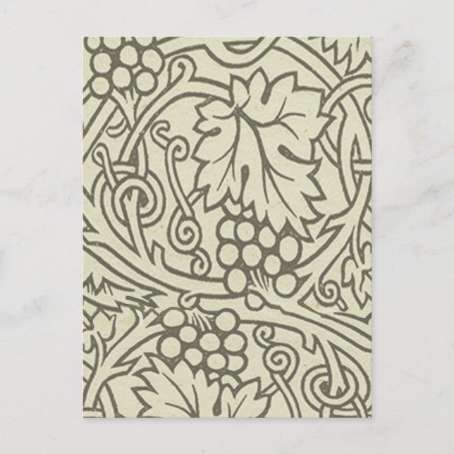William Morris gray green Grape Vine Pattern Postcard (Front)