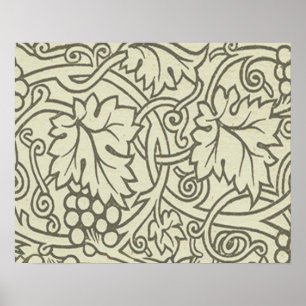 William Morris gray green Grape Vine Pattern Poster