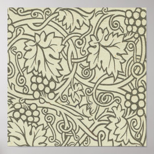 William Morris gray green Grape Vine Pattern Poster