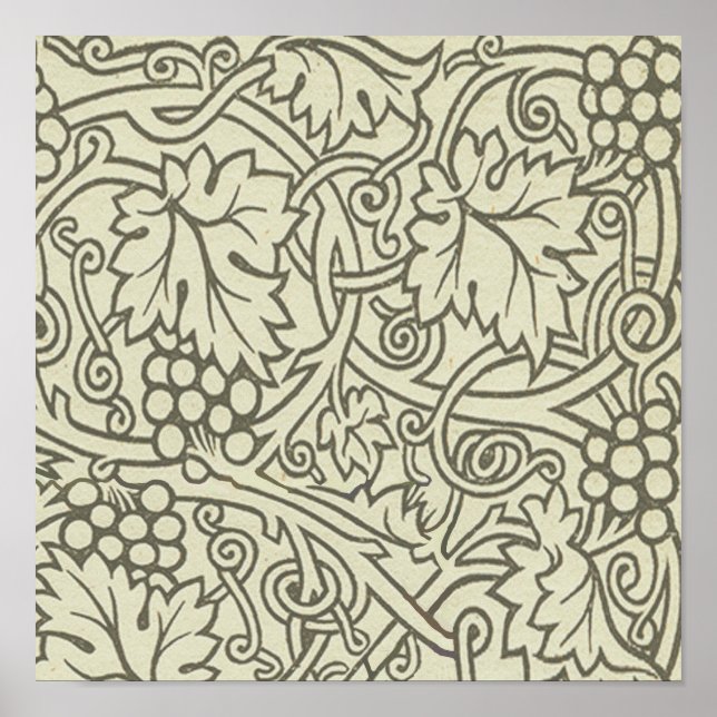 William Morris gray green Grape Vine Pattern Poster (Front)