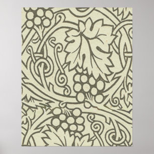 William Morris gray green Grape Vine Pattern Poster