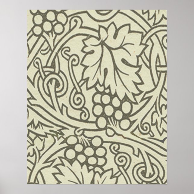 William Morris gray green Grape Vine Pattern Poster (Front)