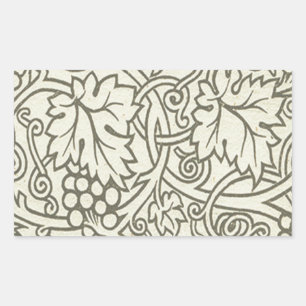 William Morris gray green Grape Vine Pattern Rectangular Sticker