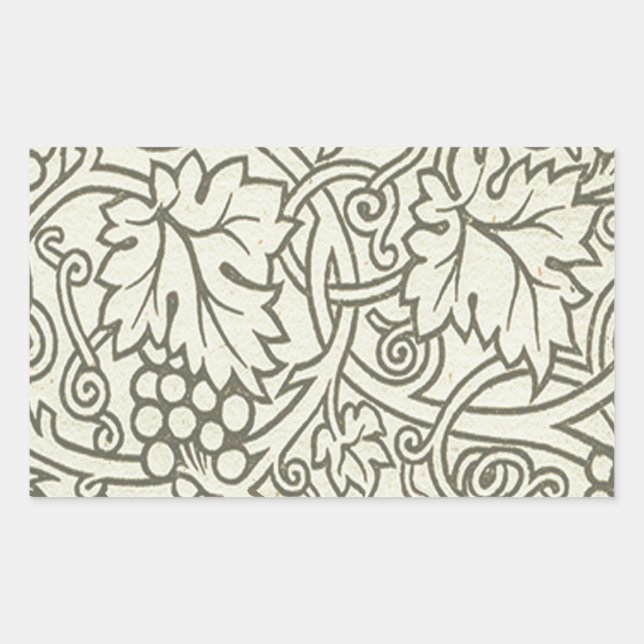 William Morris gray green Grape Vine Pattern Rectangular Sticker (Front)