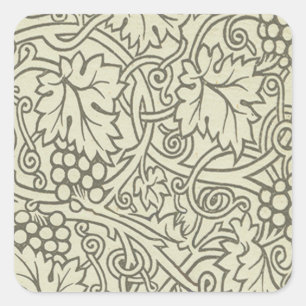 William Morris gray green Grape Vine Pattern Square Sticker