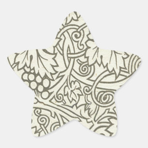William Morris gray green Grape Vine Pattern Star Sticker
