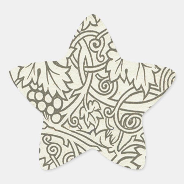 William Morris gray green Grape Vine Pattern Star Sticker (Front)