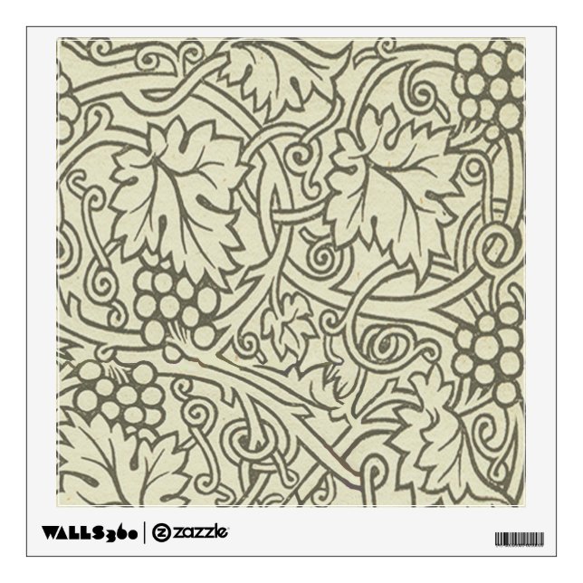 William Morris gray green Grape Vine Pattern Wall Decal (Front)
