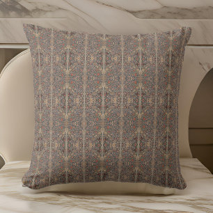 William * Morris  Gray Peach Floral Vintage  Throw Pillow