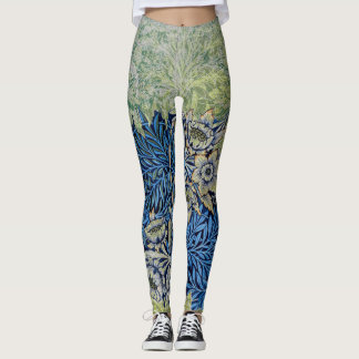 William Morris GREEN AND BLUE FLORAL Leggings
