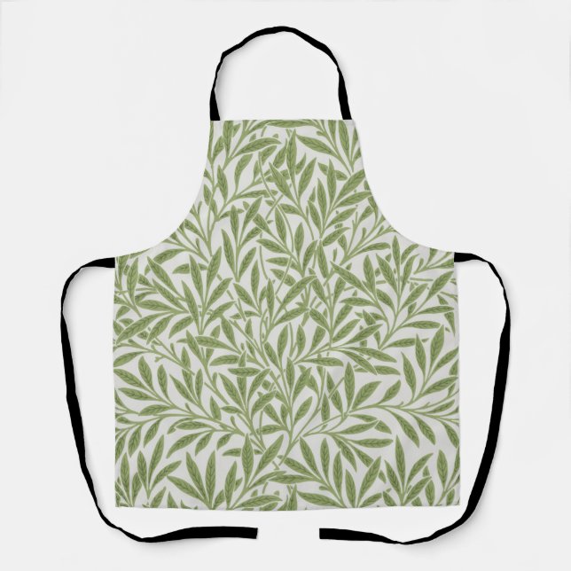 William Morris Green Floral Botanical Pattern Apron (Front)