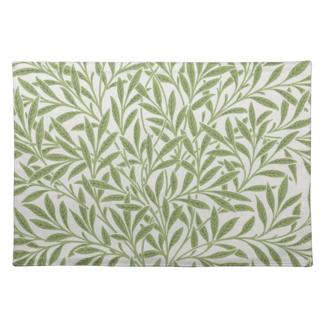 William Morris Green Floral Botanical Pattern Cloth Placemat (Front)